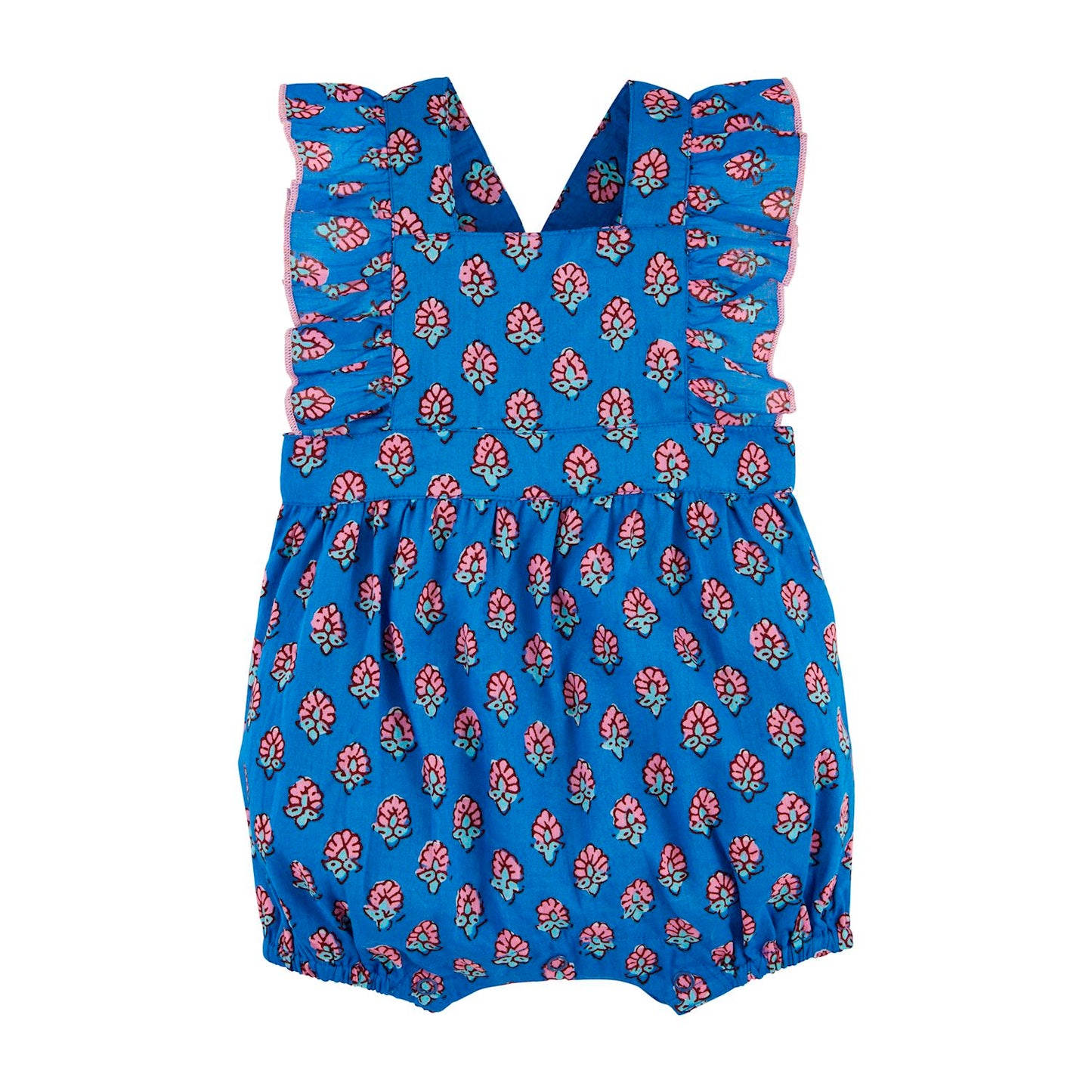 blue block romper