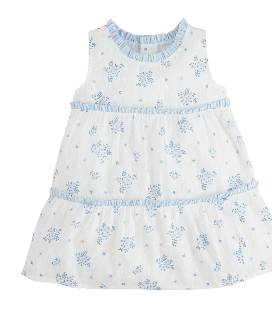 blue floral tiered dress