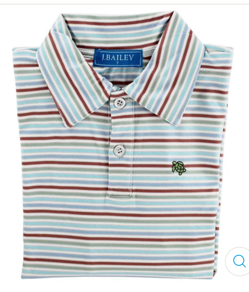 striped performance polo