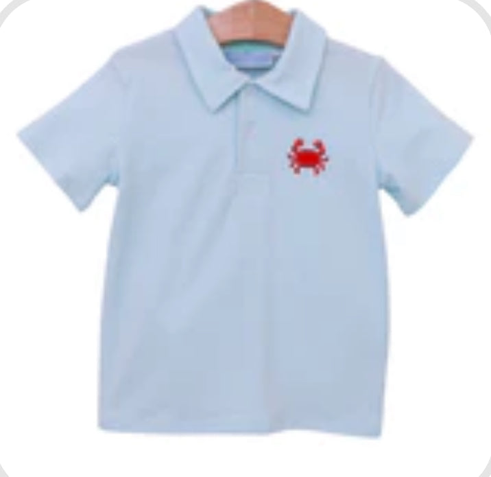 crab embroidered polo