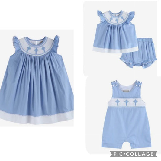 blue cross smocked