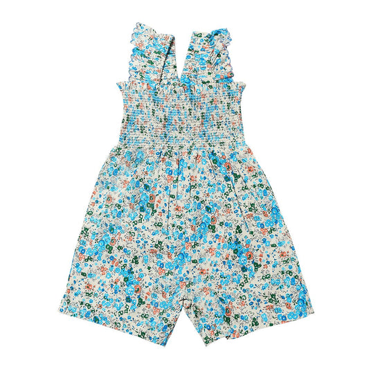 blue floral romper