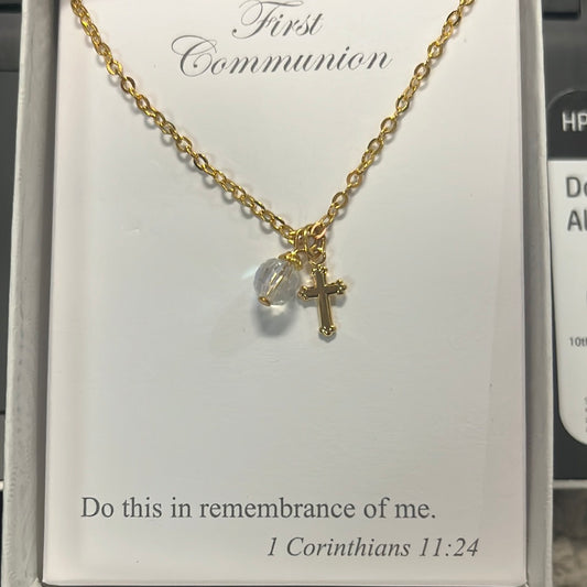 First Communion necklace w/cross