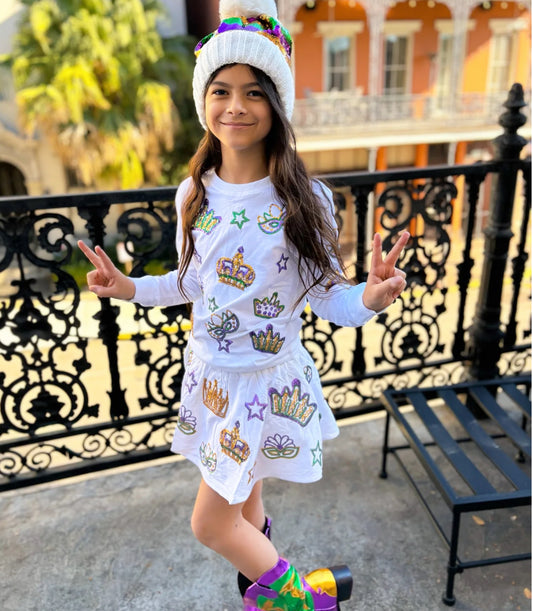 mardi gras sequin skort w/pockets