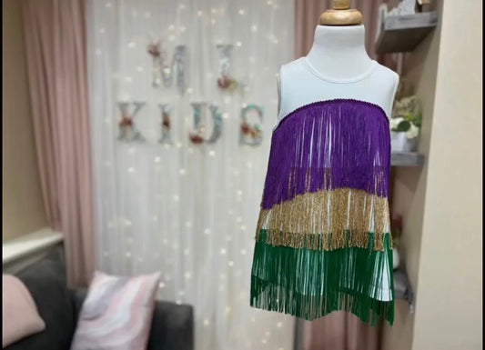 mardi gras fringed dress