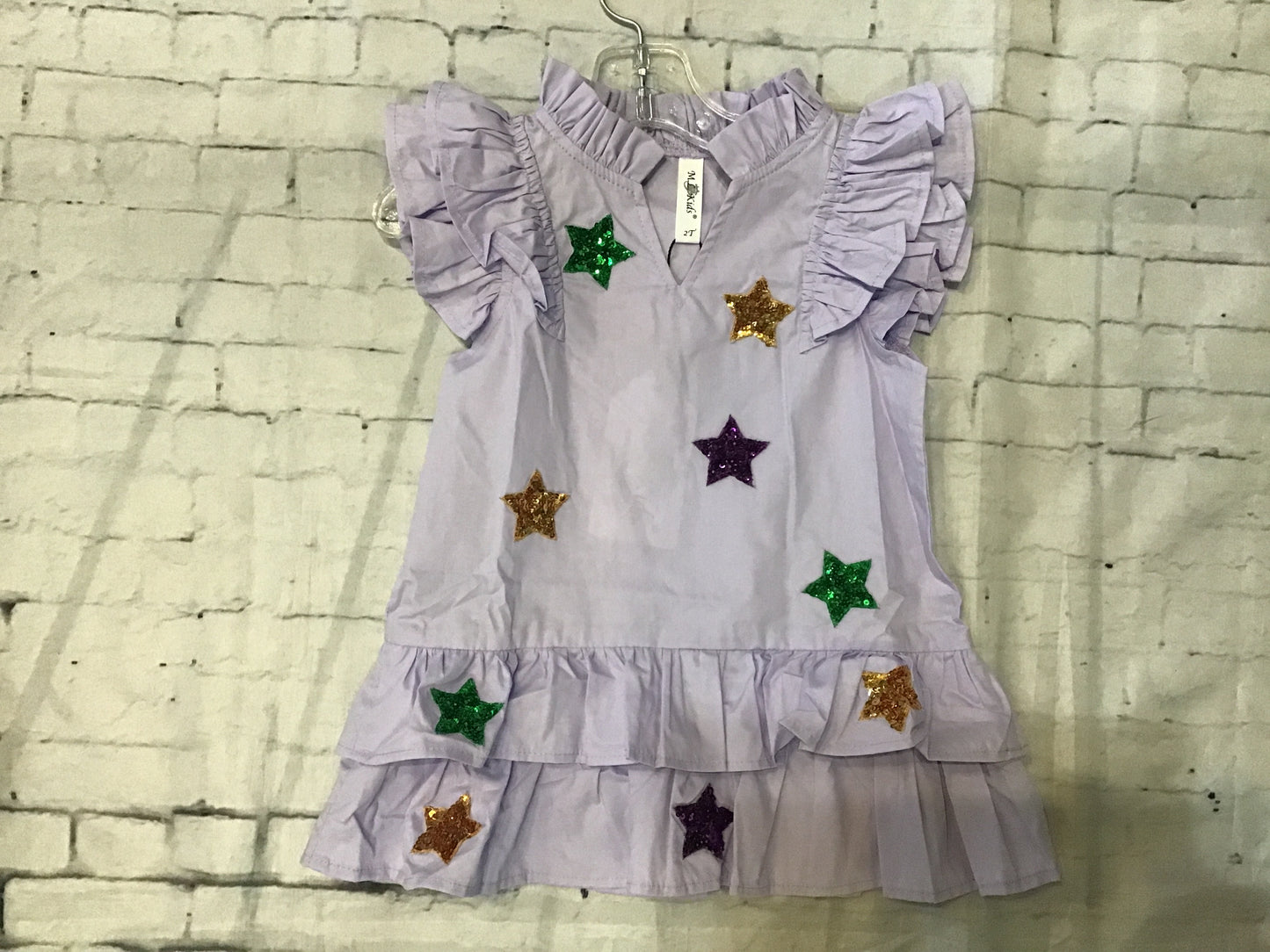 ruffle dress w/sequin stars