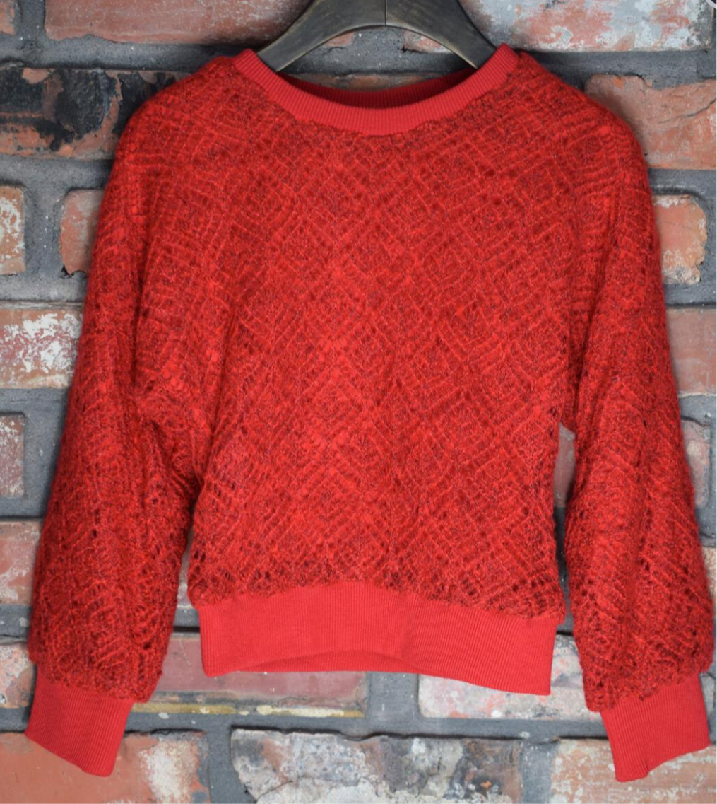 red knitted sweater