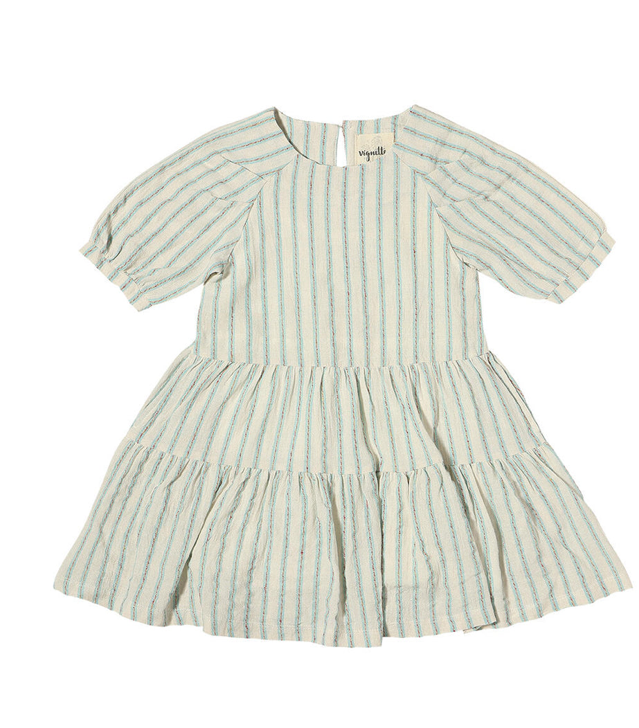 willow dress teal stripe