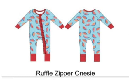 watermelon zipper onesie w/ruffle