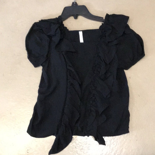 black ruffle top