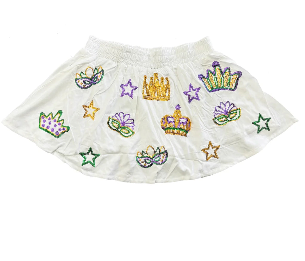 mardi gras sequin skort w/pockets