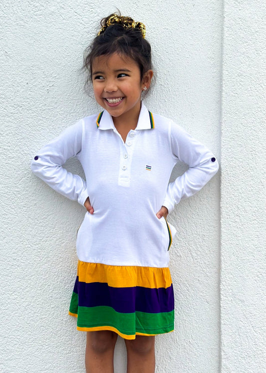 mardi gras stripe dress
