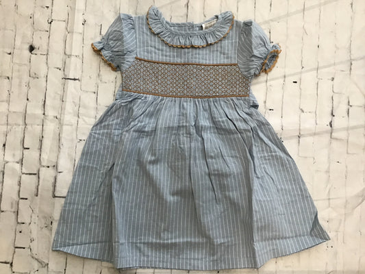 blue pinstriped smocked dress