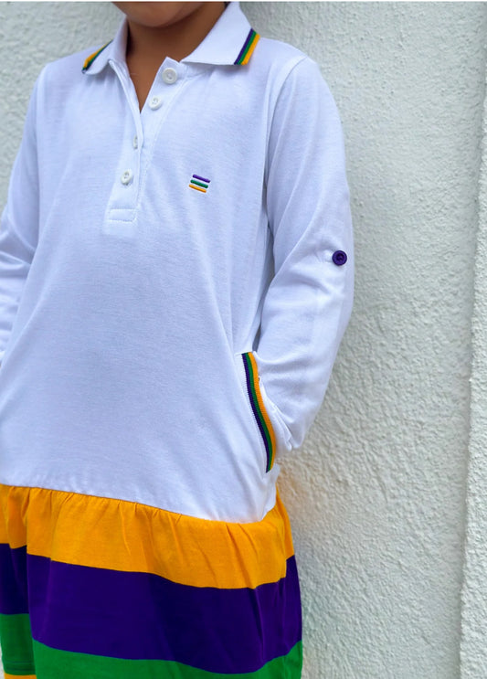 mardi gras stripe dress