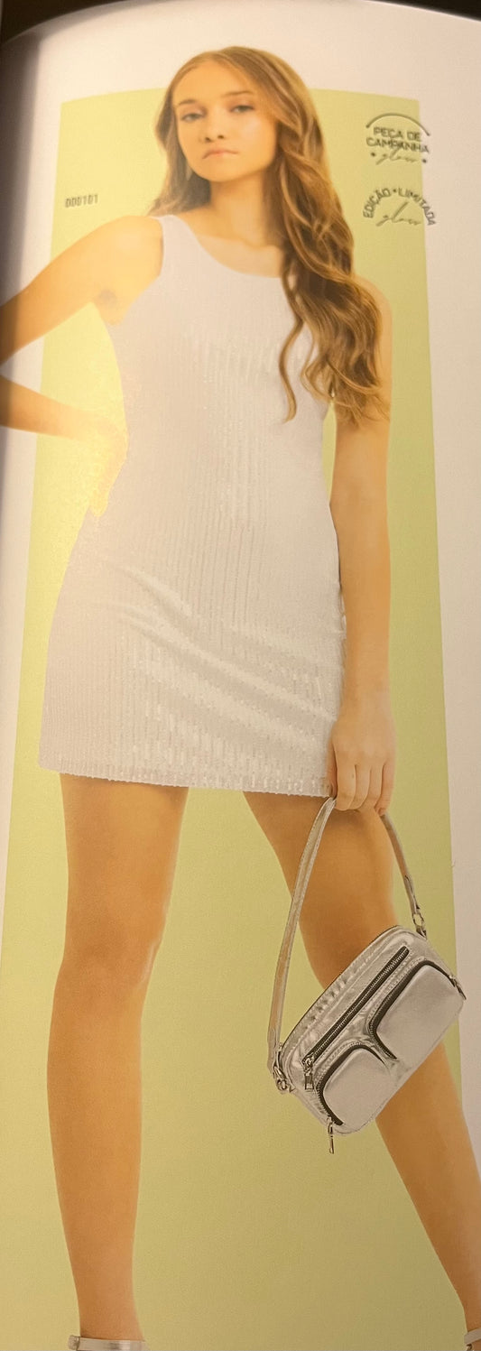 white sequin dress