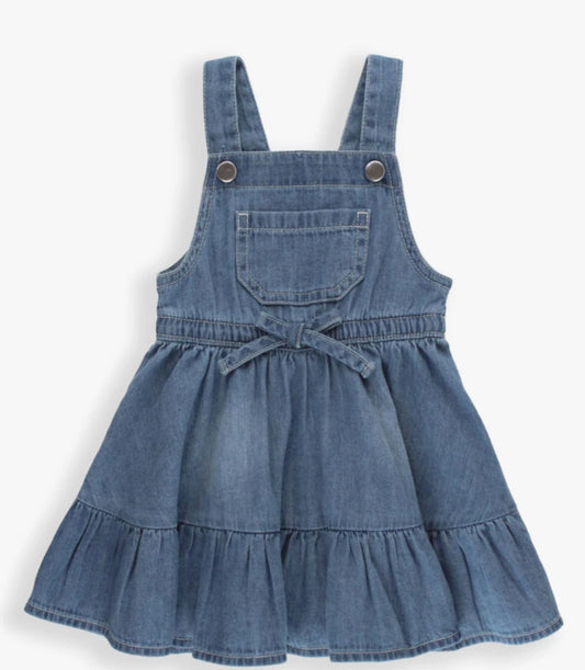 light wash denim overall dress