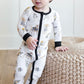 black and gold zipper onesie
