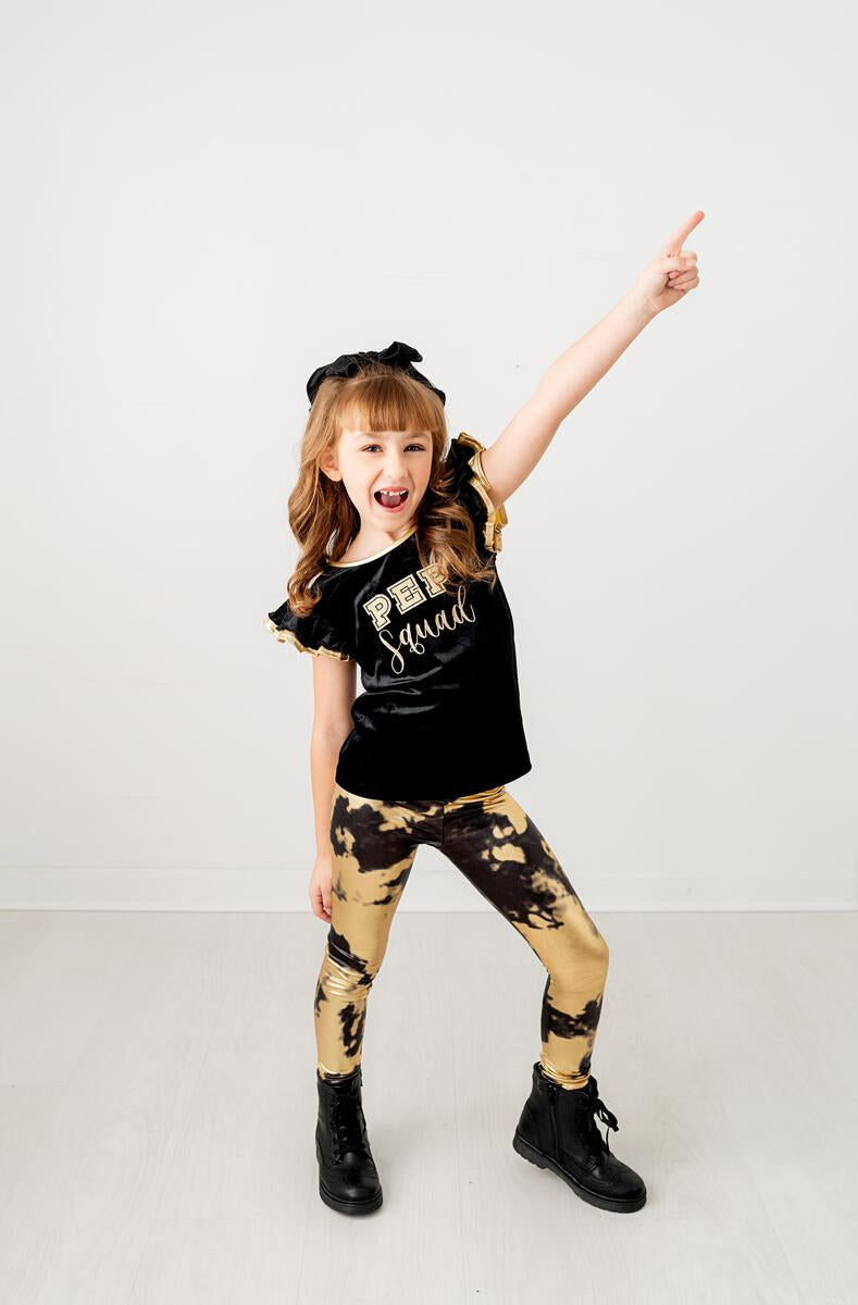 Black/gold Pep Squad Velvet Shirt - drop 2