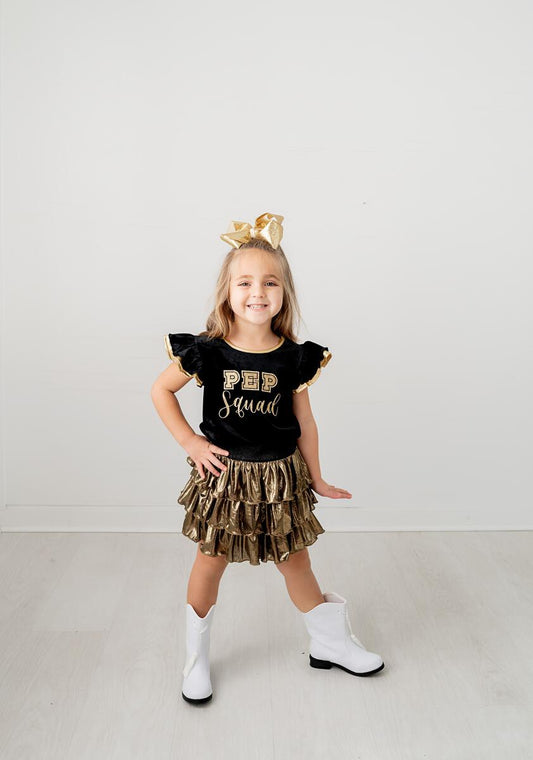 Black/gold Pep Squad Velvet Shirt - drop 2