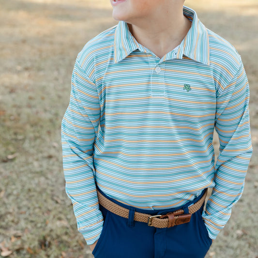 striped Performance polos