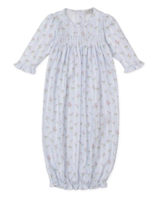 blue floral smocked gown