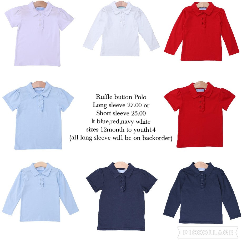 Ruffle button polo